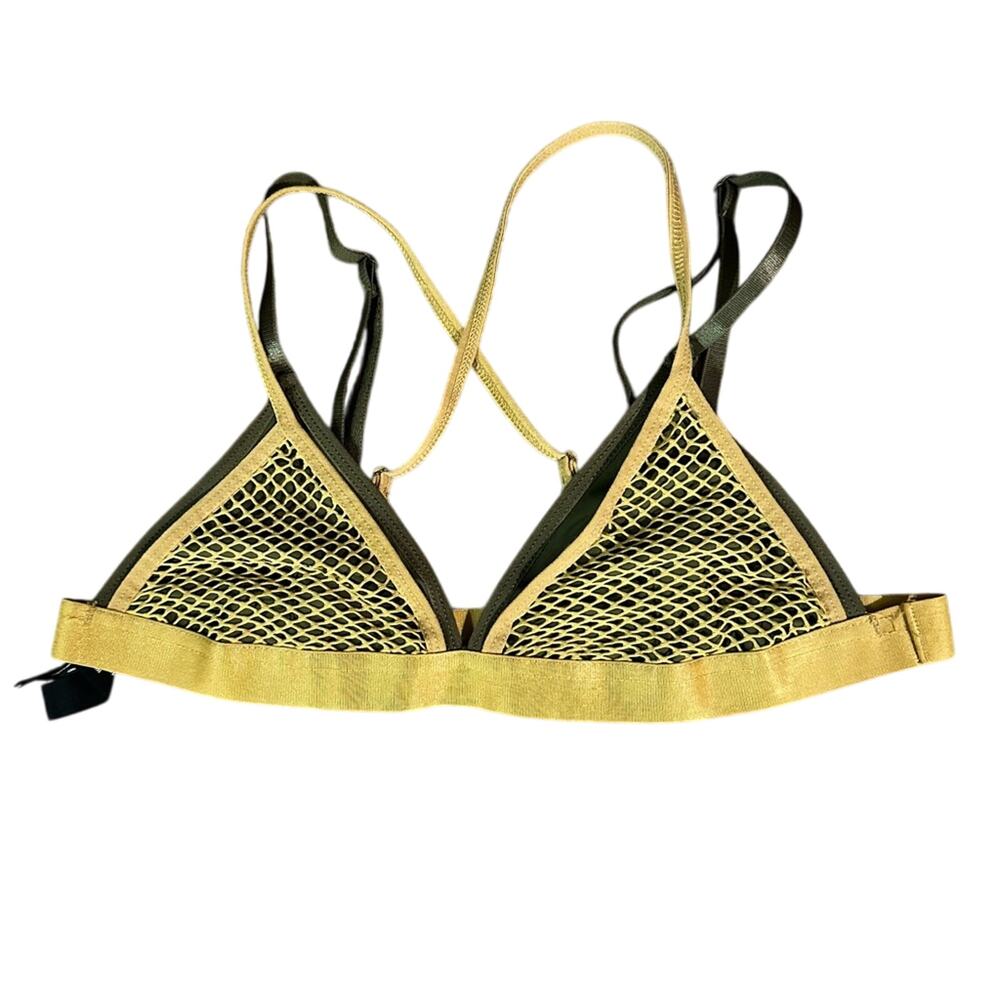 Urban outfitters green with gold mesh bralette size medium